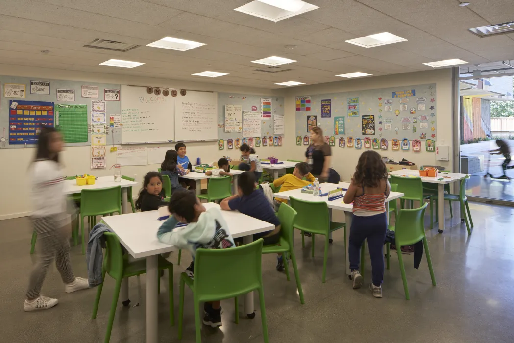 Children learning center inside Edwina Benner Plaza in Sunnyvale, Ca.