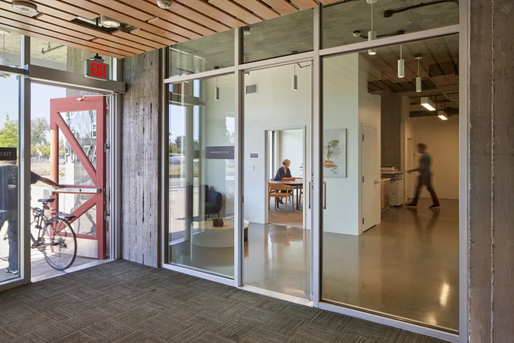 Lobby entrance in Edwina Benner Plaza in Sunnyvale, Ca.