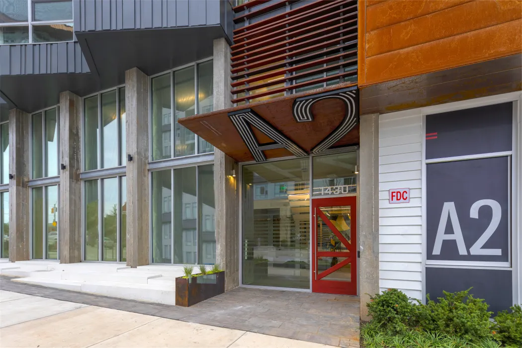 Exterior view of A2 Apartments in Baltimore, Maryland.