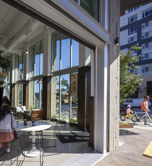 Interior view of retail at A2 Apartments in Baltimore, Maryland.