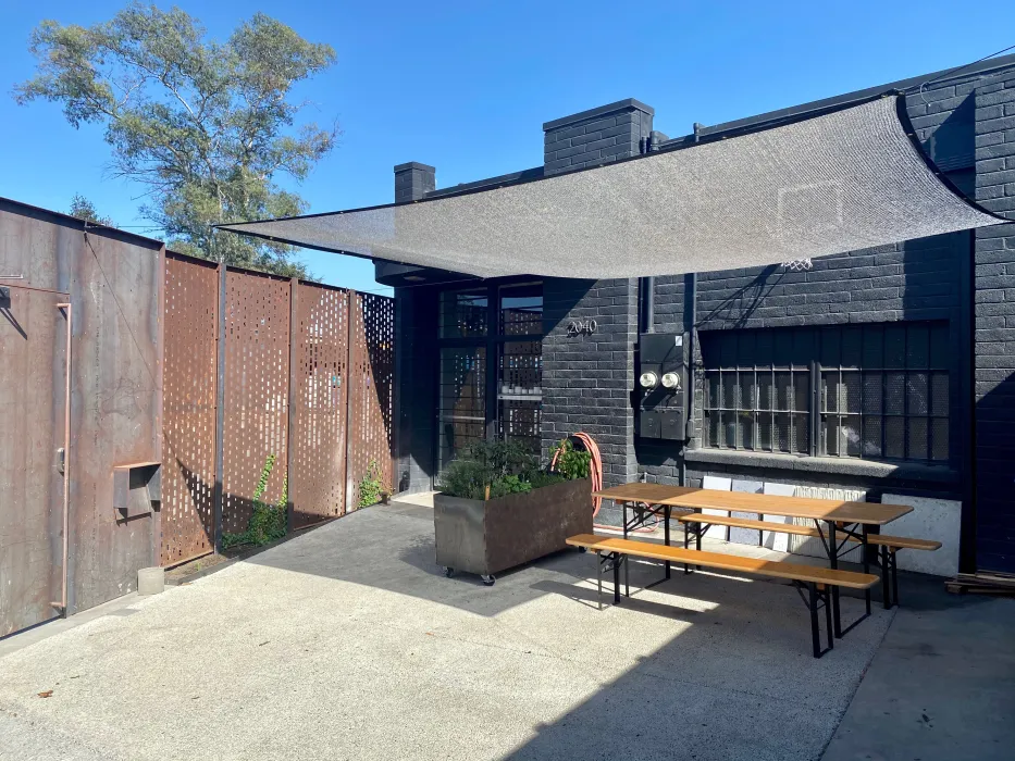 Enclosed courtyard in the rear of David Baker Architects Office in Oakland, California.