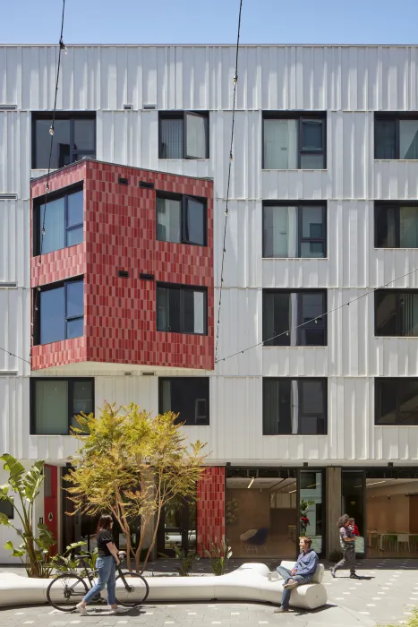 Triangular bays on La Fénix at 1950, affordable housing in the mission district of San Francisco.