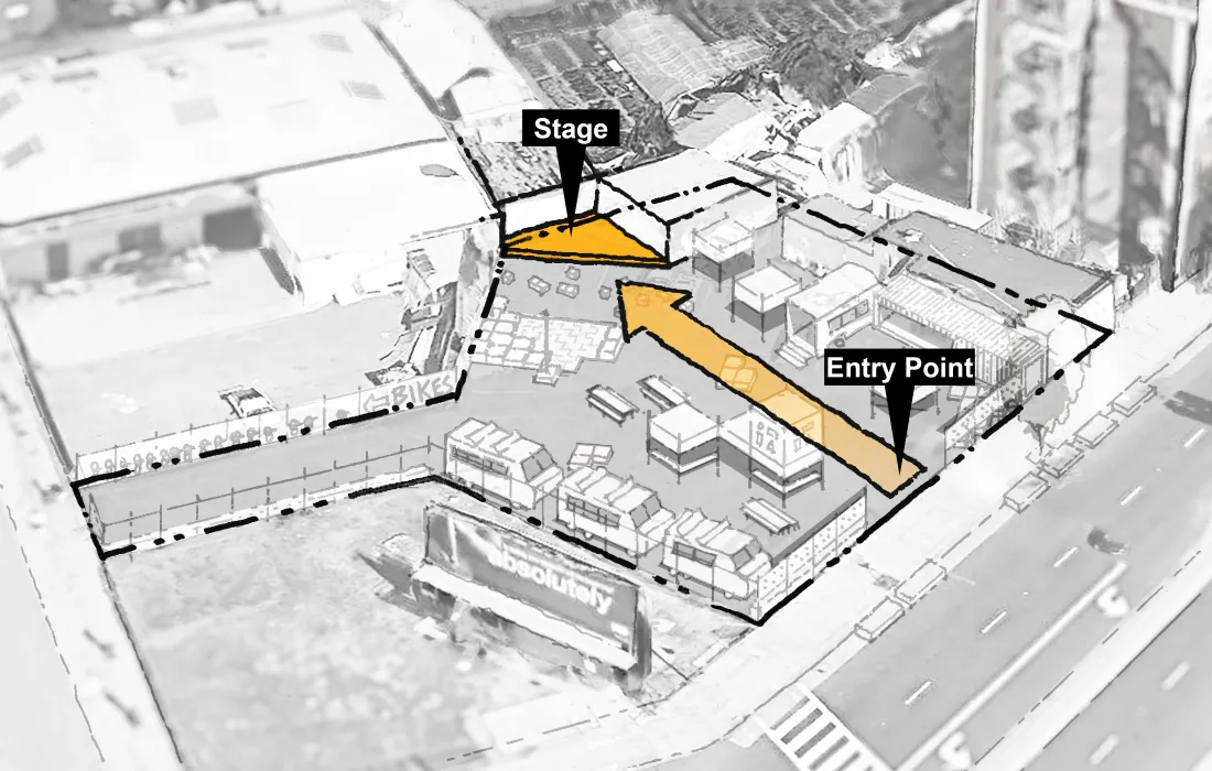 Site diagram of the view corridor for SPARC-It-Place in Oakland, Ca.