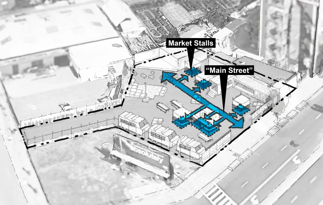 Site diagram of vendor stalls at SPARC-It-Place in Oakland, Ca.
