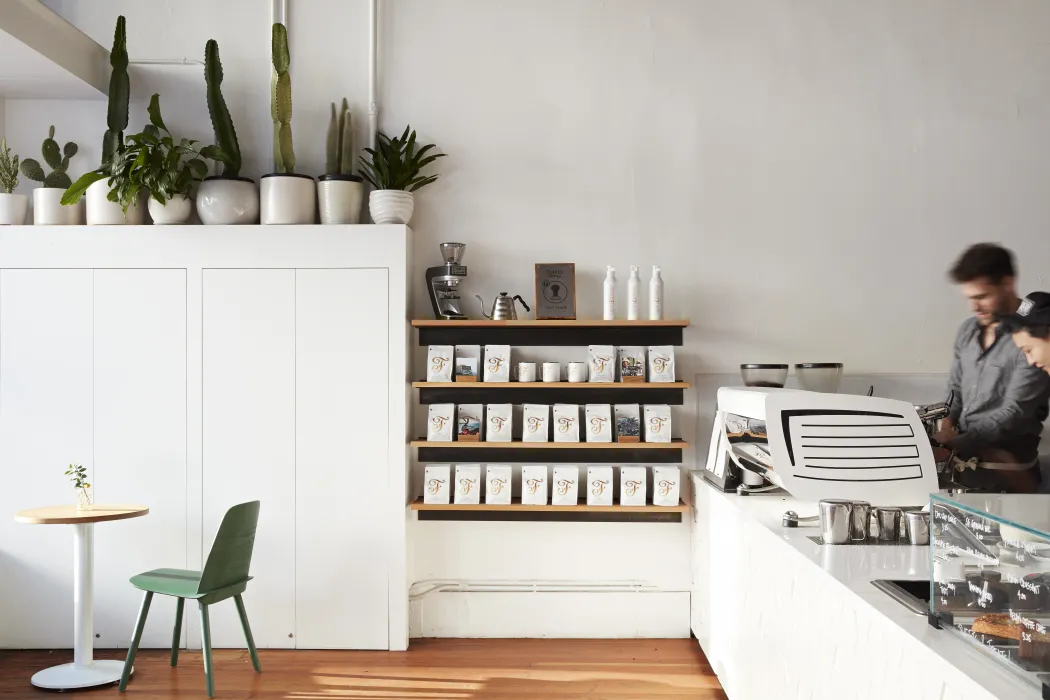 Inside Saint Frank Roastery in San Francisco.