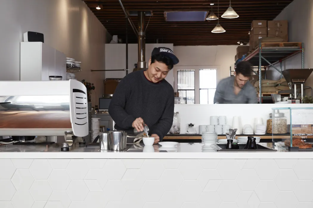 Counter at Saint Frank Roastery in San Francisco.