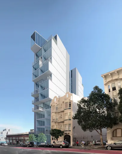 Exterior v1 rendering of 921 O'Farrell in San Francisco, Ca.