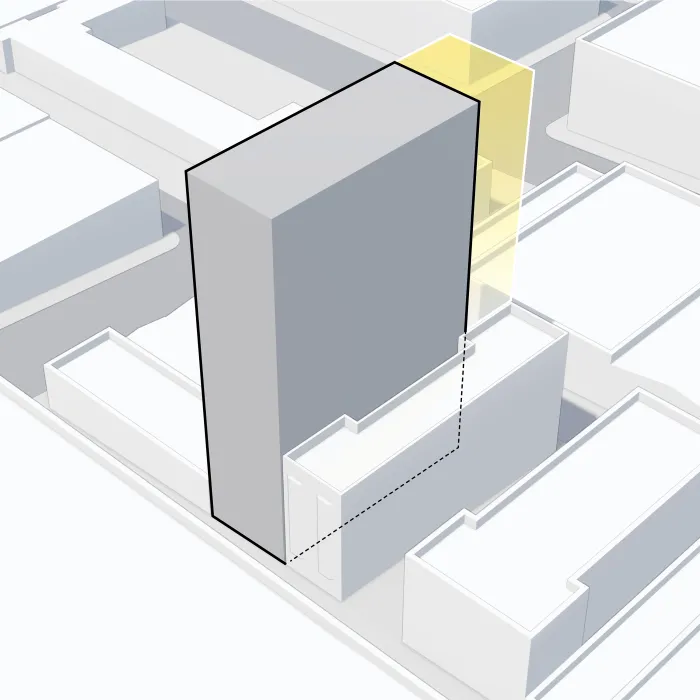 Zoning code massing diagram of 921 O'Farrell in San Francisco, Ca.