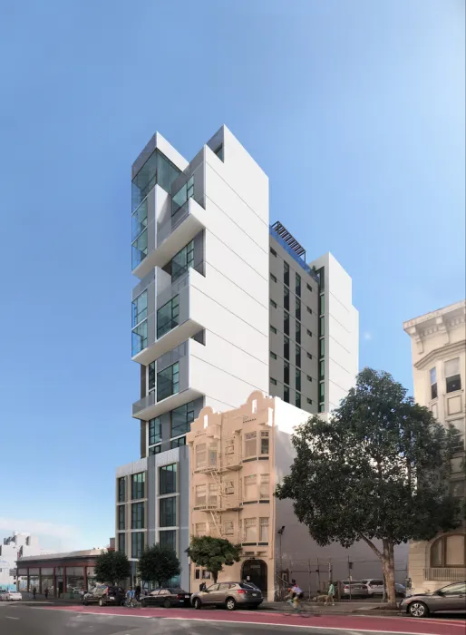 Exterior v4 rendering of 921 O'Farrell in San Francisco, Ca.