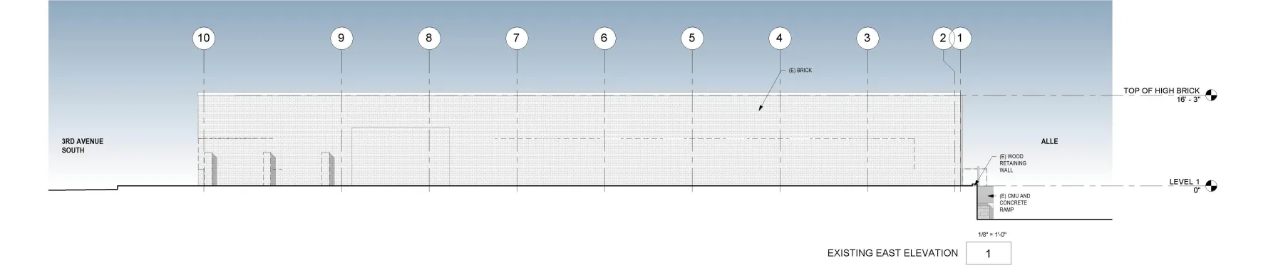 Elevation of Blueprint Building in Birmingham, AL.