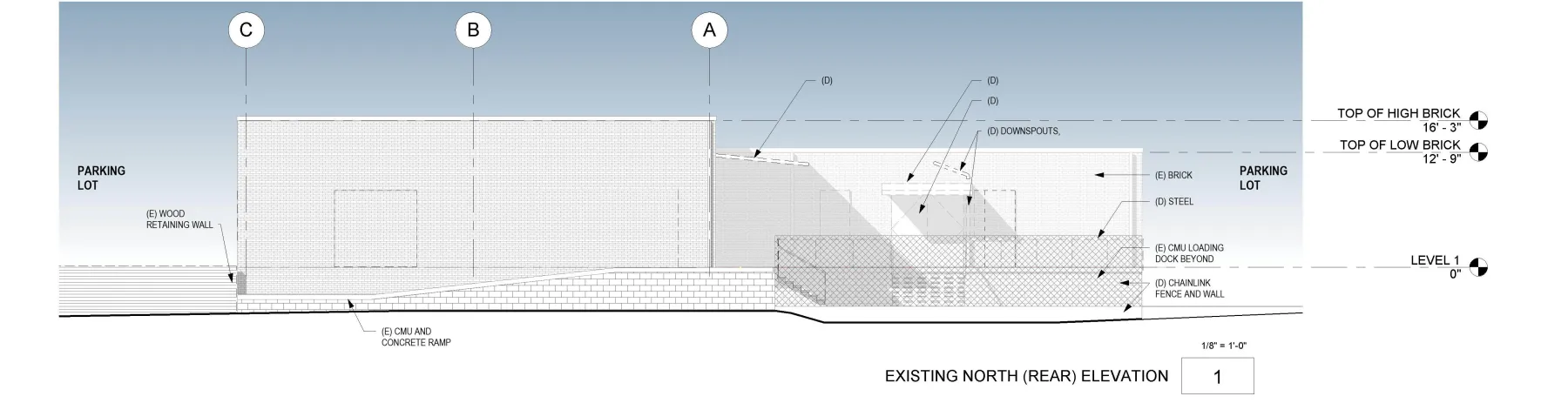 Elevation of Blueprint Building in Birmingham, AL.