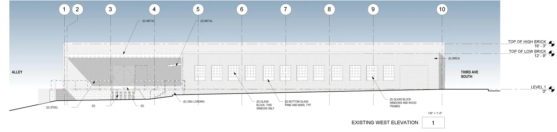 Elevation of Blueprint Building in Birmingham, AL.