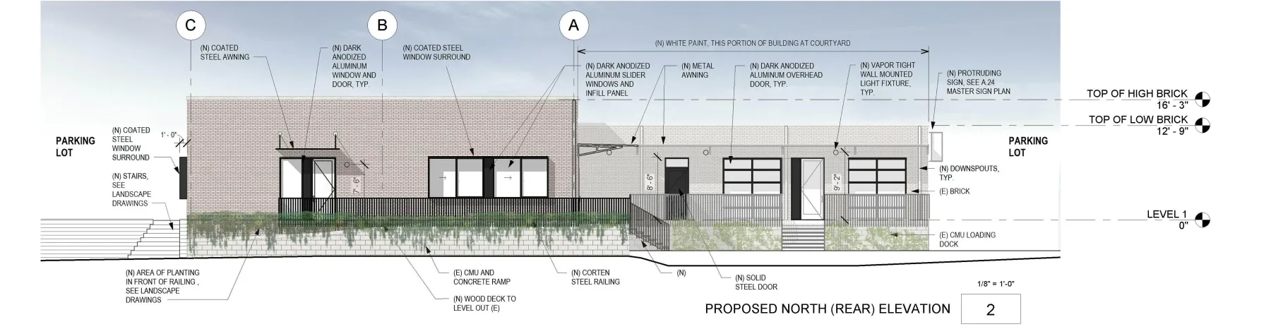 Elevation of Blueprint Building in Birmingham, AL.