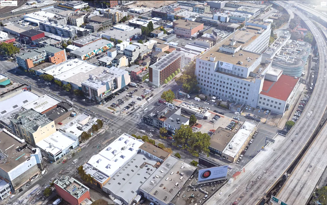 Rendered aerial view of Tahanan Supportive Housing in San Francisco.