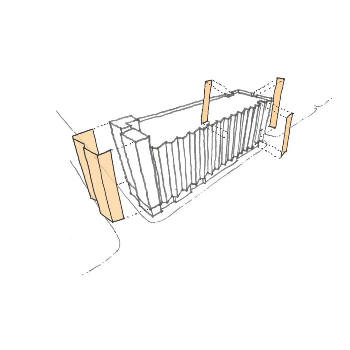 Sketch of screens for Tahanan Supportive Housing in San Francisco.