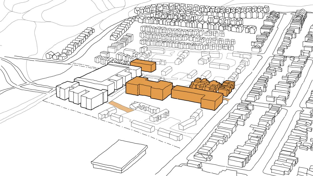 Diagram of planned Phase 2 Housing for Midway Village Framework Plan in Daly City, Ca.