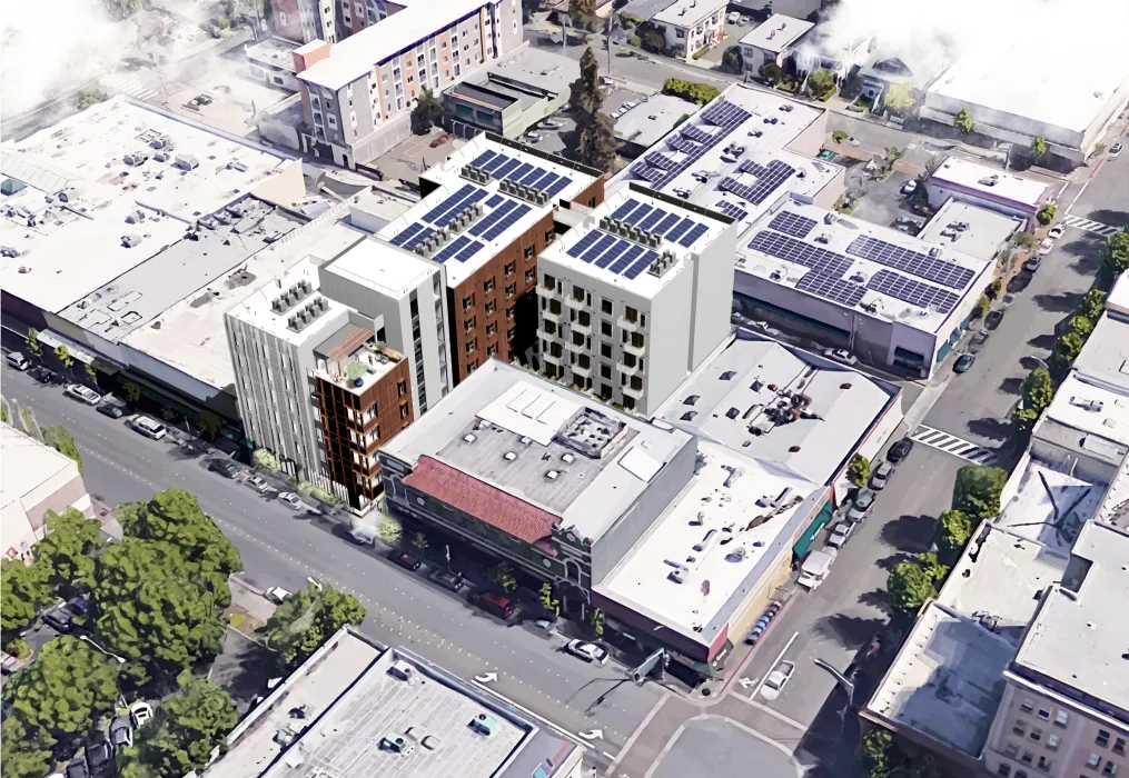 Aerial rendering for 420 Mendocino in Santa Rosa, California.
