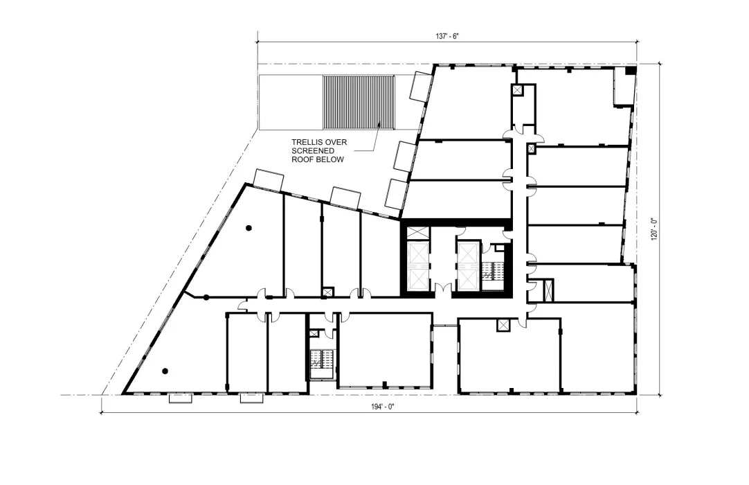 Third-level floor plan for 600 McAllister in San Francisco.