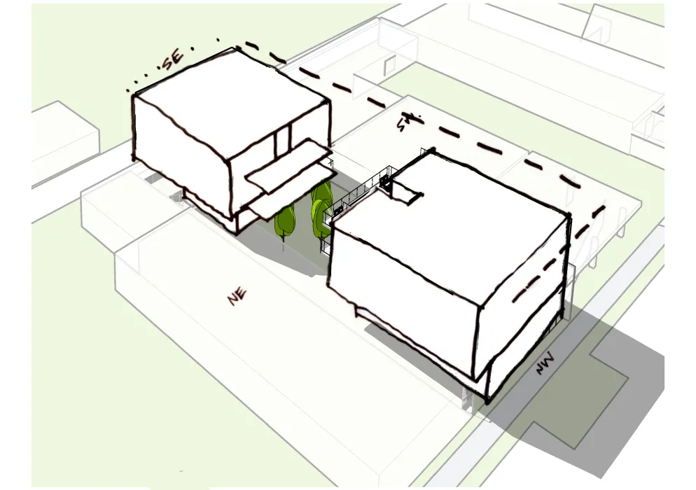 Sketch diagram of the site orientation for 2323 2nd Avenue South in Birmingham, Alabama.