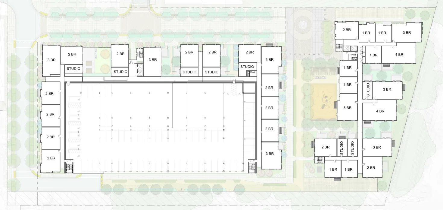 Upper level site plan for Midway Village Phase 1 in Daly City, Ca.