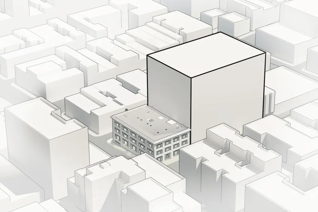 Massing diagram for 1101 Sutter in San Francisco.