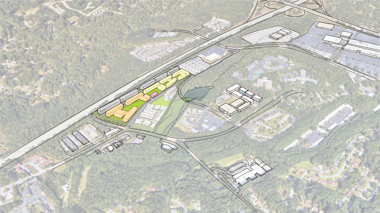 Aerial sketch of the Stone Hogan Framework Plan.