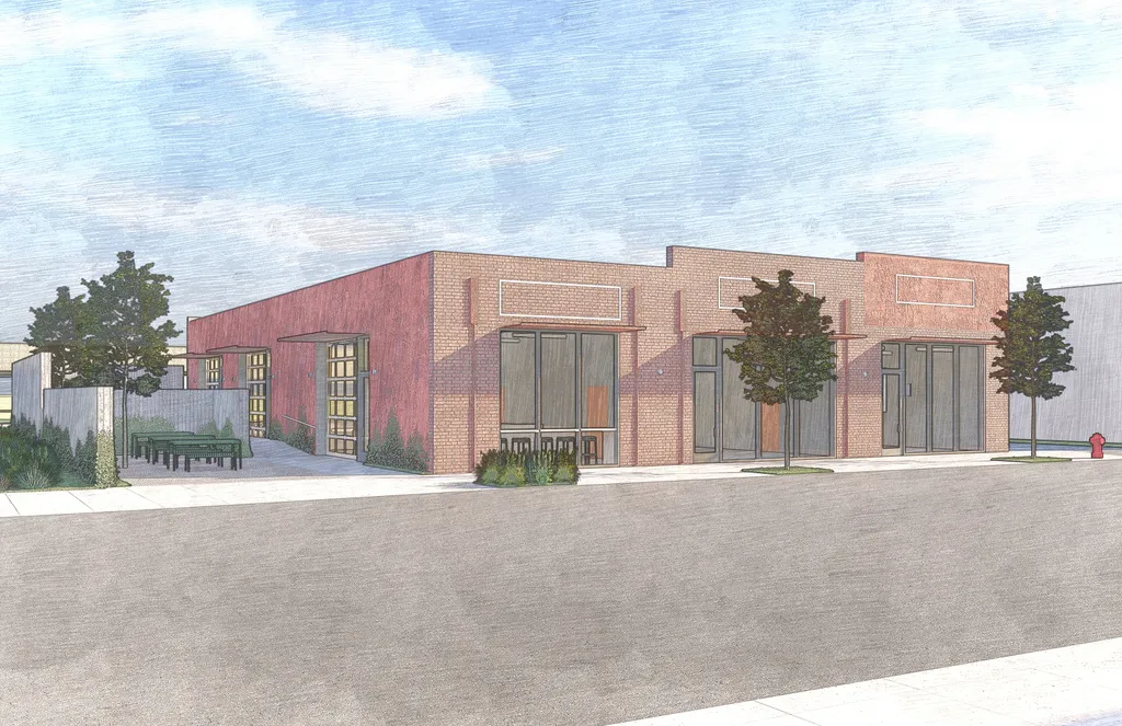 Exterior drawing of the Bandsaw Building in Birmingham, AL.