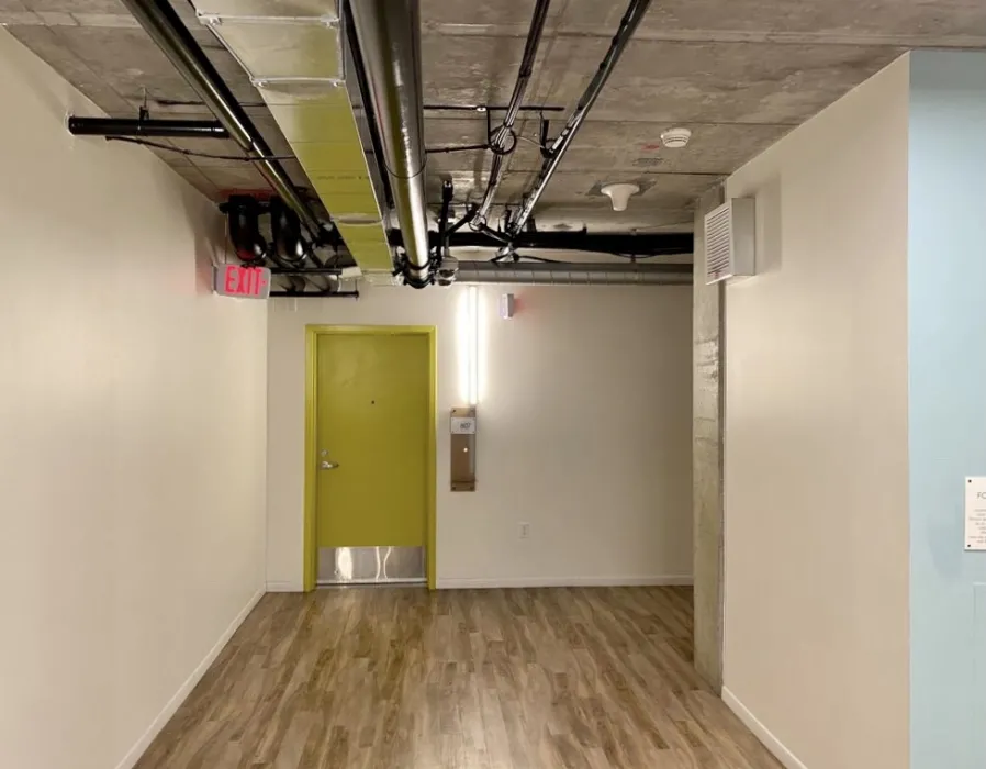 Residential hallway in 222 Taylor Street, affordable housing in San Francisco.