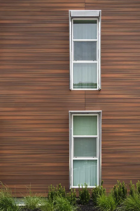 View of the building detail at Rocky Hill Veterans Housing in Vacaville, California.