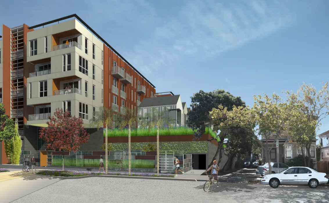 Exterior rendering of Parker Place in Berkeley, California.