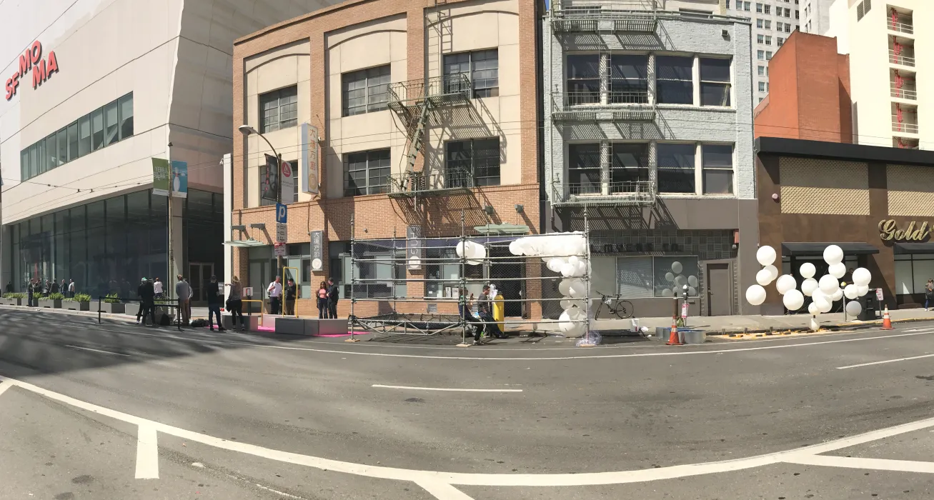 View of the Wishing Cloud net enclosure from across the street.