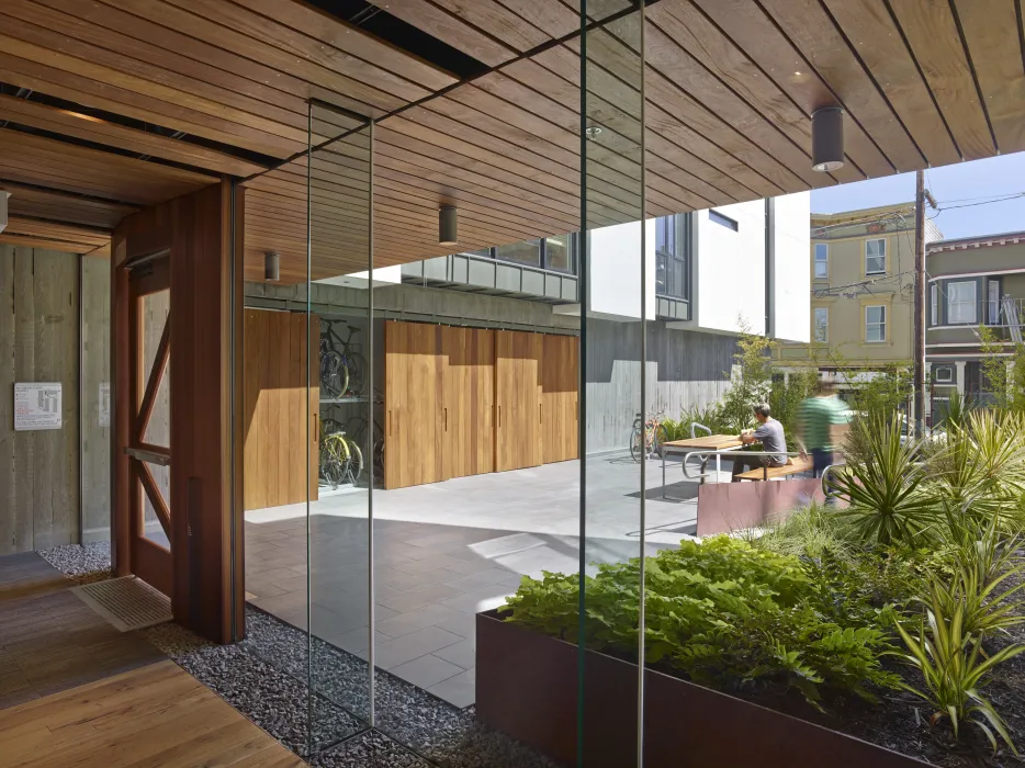 Interior view of entryway at 300 Ivy in San Francisco, CA.