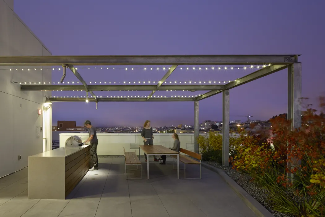 Exterior view of rooftop at 300 Ivy in San Francisco, CA.