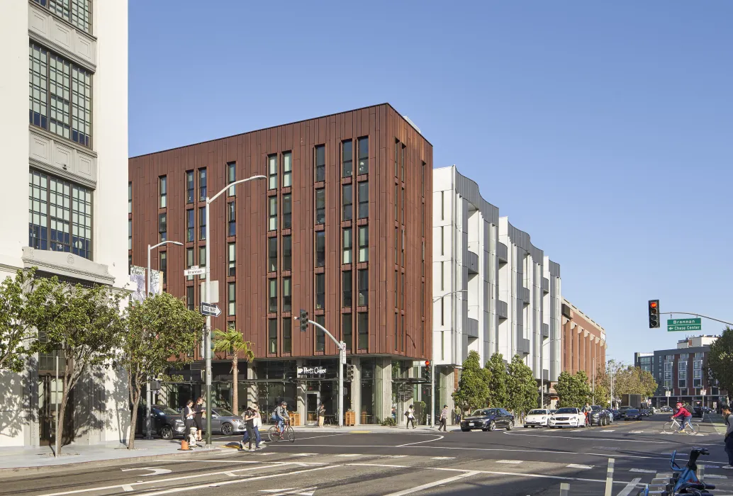 Exterior corner view of 855 Brannan in San Francisco.