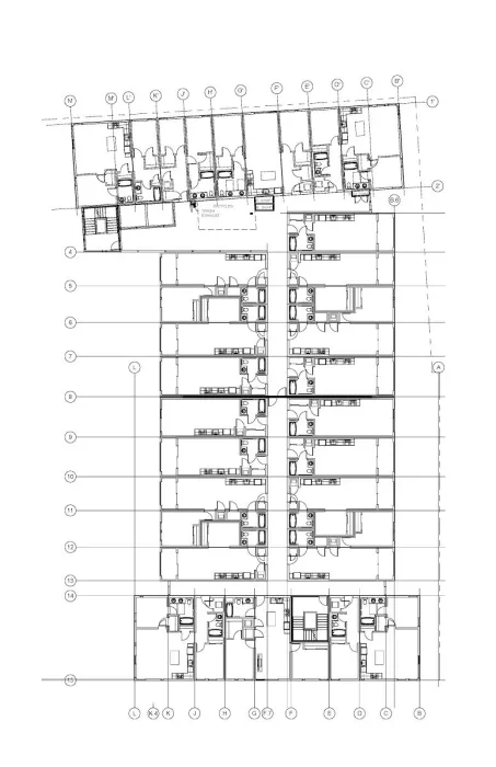 Typical upper level plan for The Intersection in Emeryville, California.