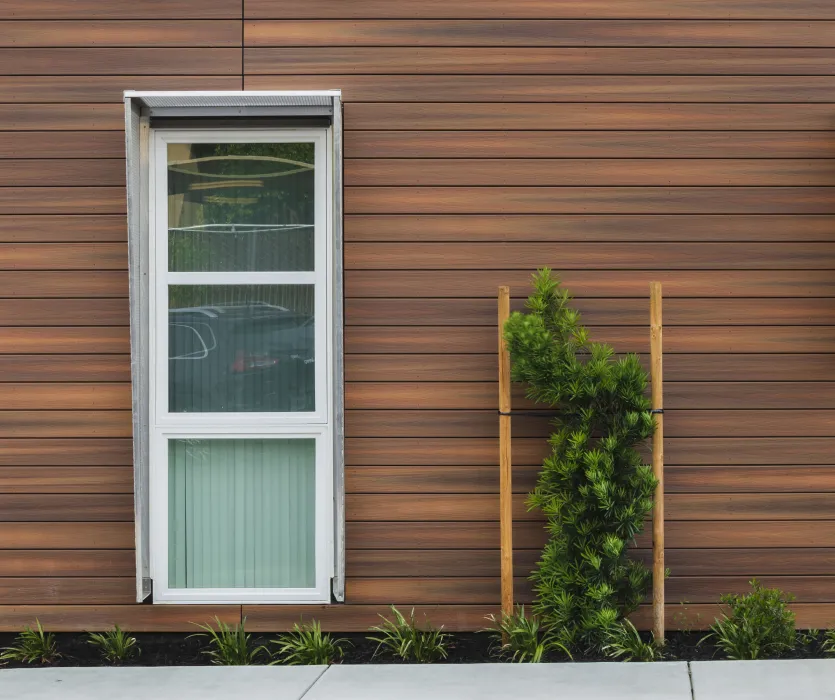 View of the window detail at Rocky Hill Veterans Housing in Vacaville, California.