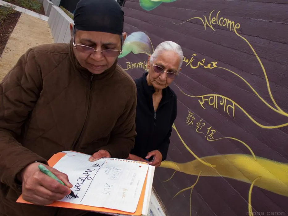 Community participation for the mural at Station Center Family Housing in Union City, Ca. 