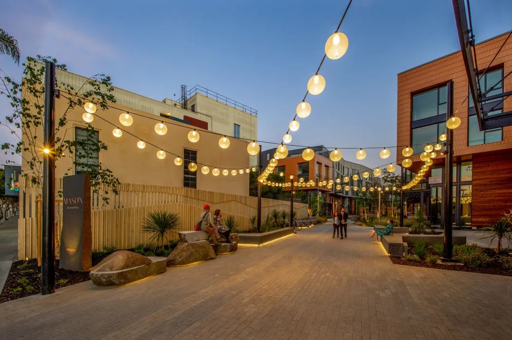 Pedestrian greenway at Mason on Mariposa in San Francisco.