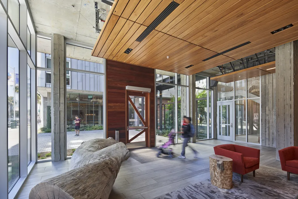 Entrance lobby inside 855 Brannan in San Francisco.