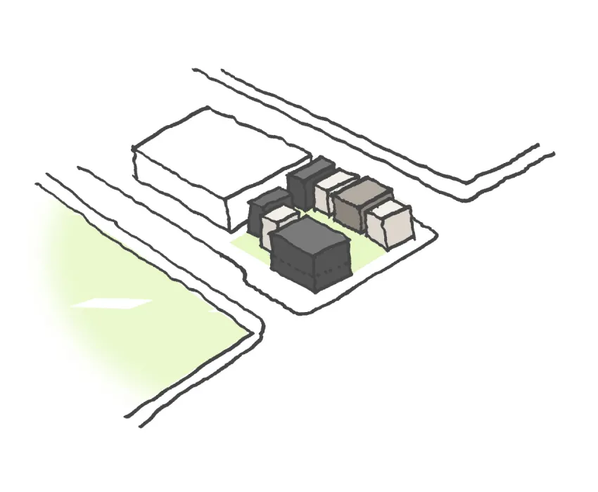 Diagram showing 789 Minnesota building broken up into seven blocks.