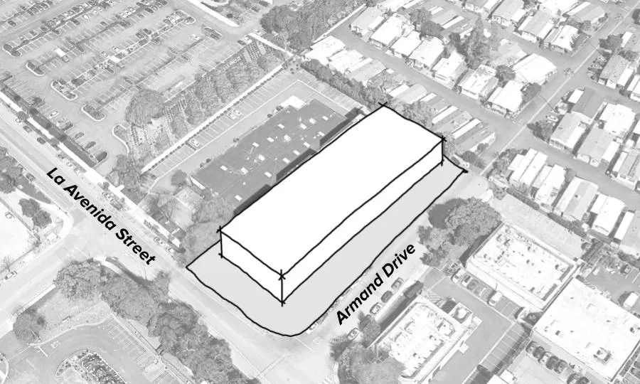 Massing diagram for 1100 La Avenida in Mountain View, California.