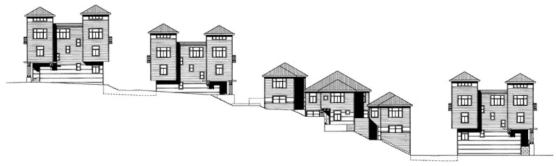 Hillside elevation sketch for Parkview Commons in San Francisco.