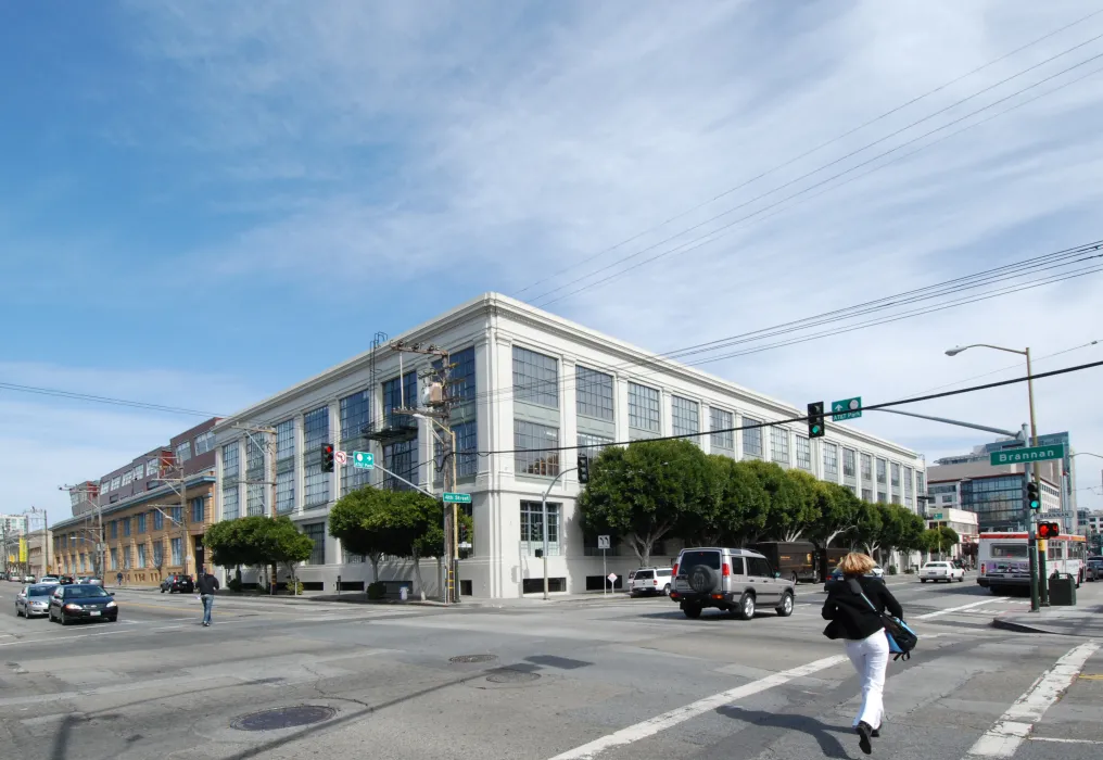 Exterior street corner view of 601 Fourth Street Lofts in San Francisco.