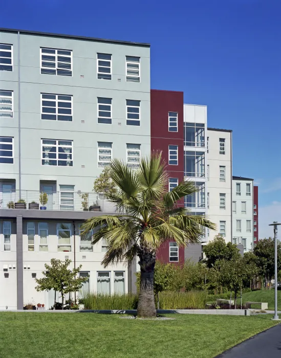 Exterior view of the townhouses at 888 Seventh Street in San Francisco.