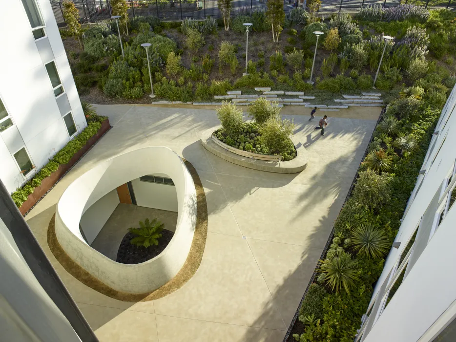 Aerial view of oculus at 901 Fairfax Avenue in San Francisco, CA.