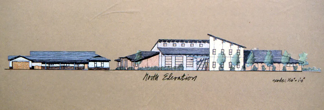 Elevation sketch for Sunrise Village in Fremont, California.