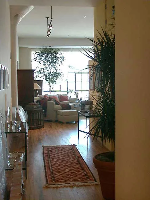 Interior view of the a unit entry hallway at Marquee Lofts in San Francisco.