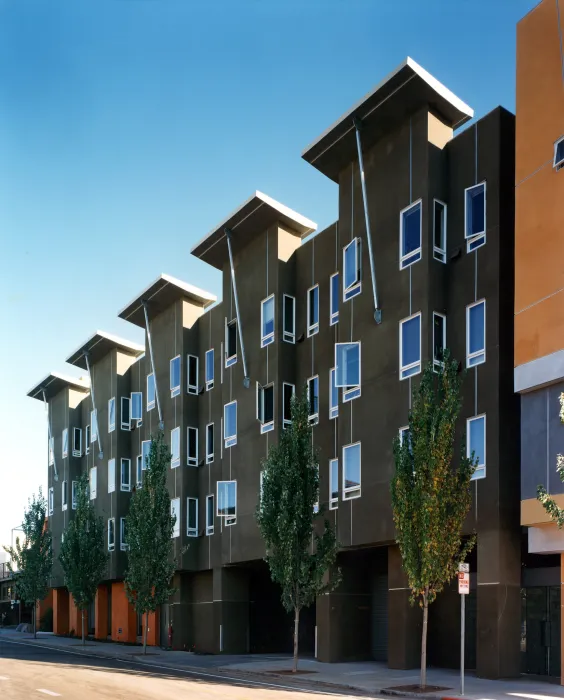 Exterior view along Channing Way of Manville Hall in Berkeley, California.