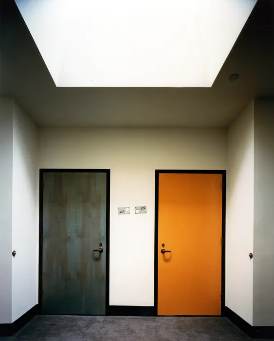 Two unit doors next to each other at Manville Hall in Berkeley, California.