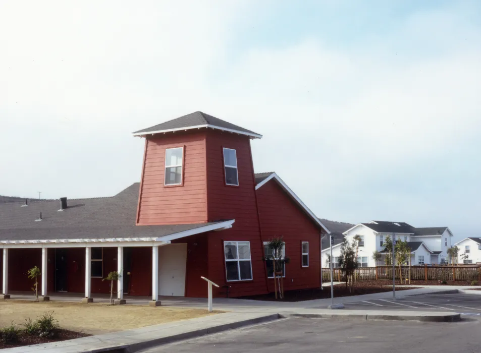 Exterior view of the community building atMoonridge Village in Santa Cruz, California.